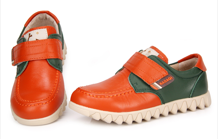 卡巴奇 春秋新款头层皮男女童学生皮鞋