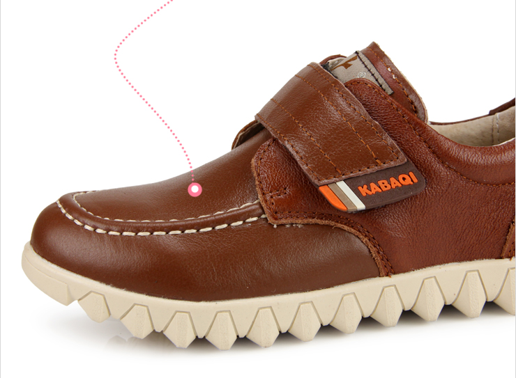 卡巴奇 春秋新款头层皮男女童学生皮鞋