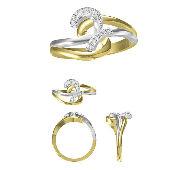 九帝钻石18k金0.2克拉彩金钻石女戒婚戒正品 sw236 17号