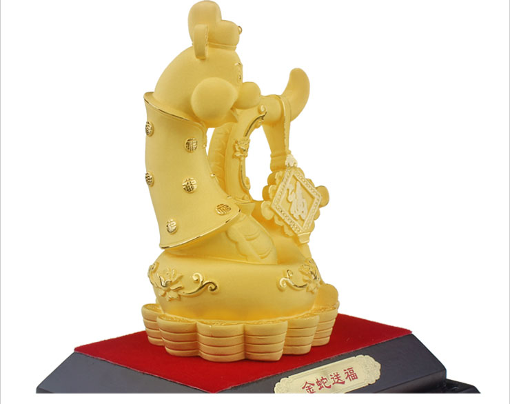 满意礼 金蛇送福 蛇年 绒沙金 摆件 创意 新年礼物 生肖 生日礼品 送
