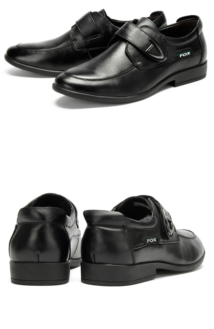 金狐狸(fox) 时尚尖头皮鞋舒适软面商务男鞋 2806002 棕色 42