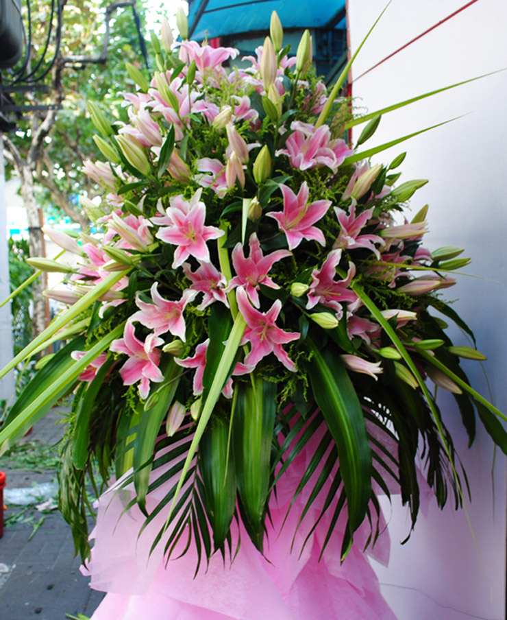 乐舞鲜花速递 百合花篮 商务乔迁花篮 婚庆开业花篮 庆典开张鲜花