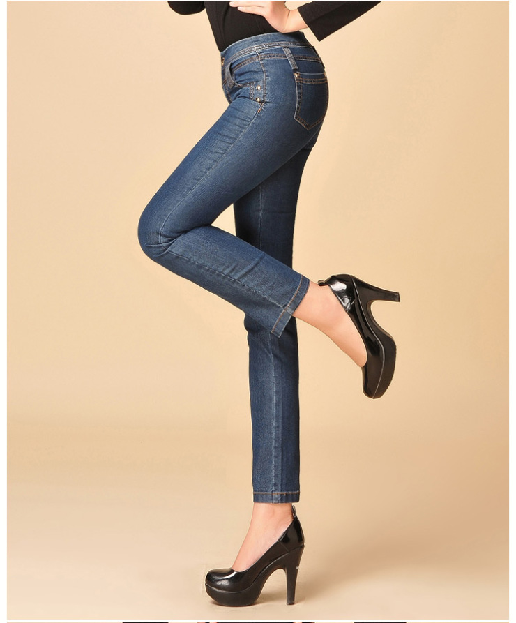 娅丽达女裤 韩版修身弹力铅笔裤牛仔裤l1134 兰色(b1) 28