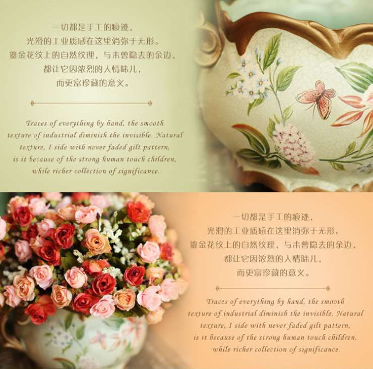 鱼西美屋 欧式仿真花套装玫瑰装饰花瓶干花 客厅家居饰品摆件装饰品假花卉花艺 结婚礼物礼品