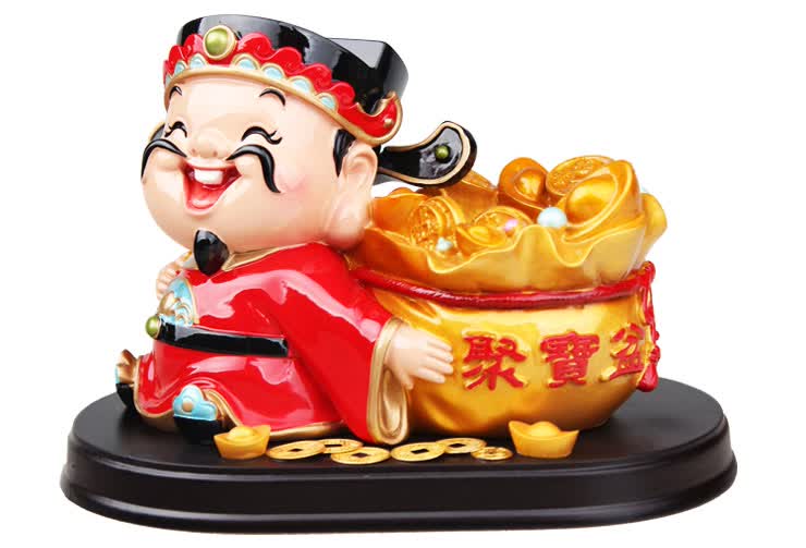 满意礼 聚宝盆 财神笔筒 招财进宝 台湾好神公仔