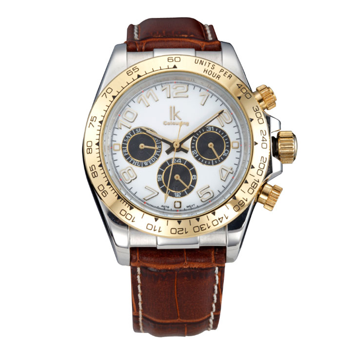 ikcolouring 阿帕琦 魅力男表 真皮带全自动机械手表 98420-n3 白色