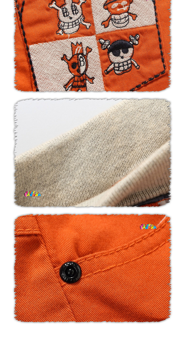 香蕉木瓜童装男女童纯棉绣花长裤130703 桔色 130cm