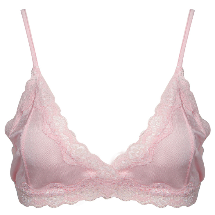 优丝珈100%真丝文胸无钢圈无插片超薄真丝文胸送胸贴一副 白色 l