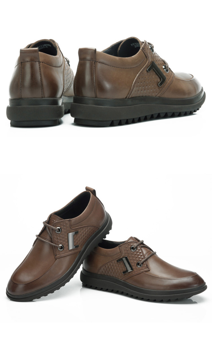 金狐狸(fox) 男鞋真皮时尚英伦百搭休闲男板鞋 1226002 棕色 38