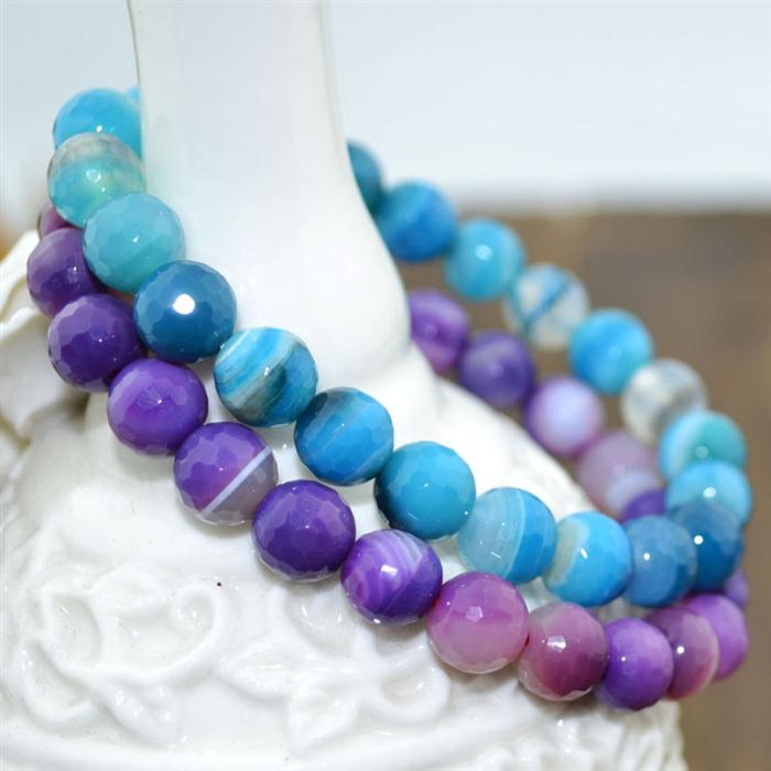 石石相印8mm蓝色紫色梦幻玛瑙手链12102321430