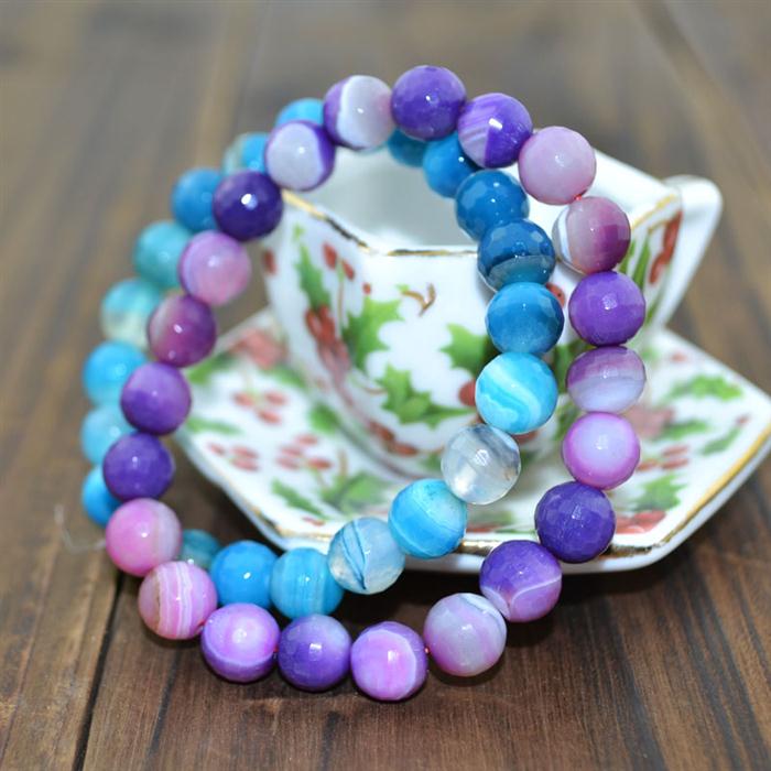 石石相印8mm蓝色紫色梦幻玛瑙手链12102321430