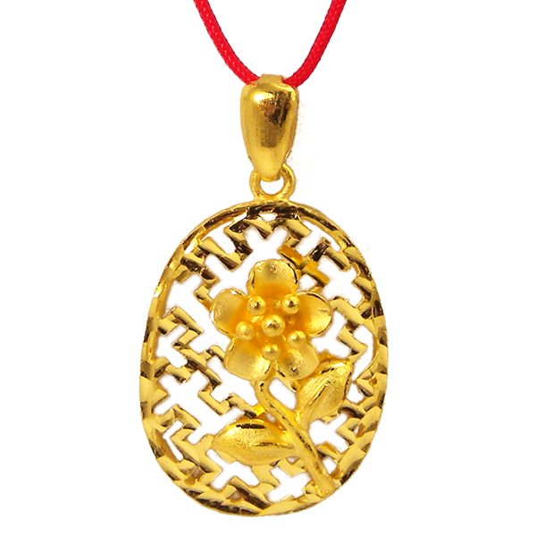 六福典雅珠宝 999千足金吊坠 24k 纯黄金结婚吊坠 女士吊坠