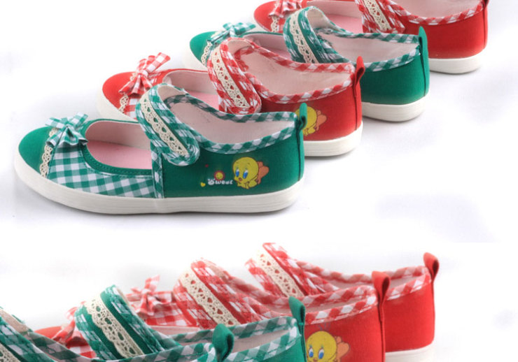 乐一通lt13106 兔八哥正品童鞋 公主 魔术贴可爱卡通浅口童鞋女 绿色