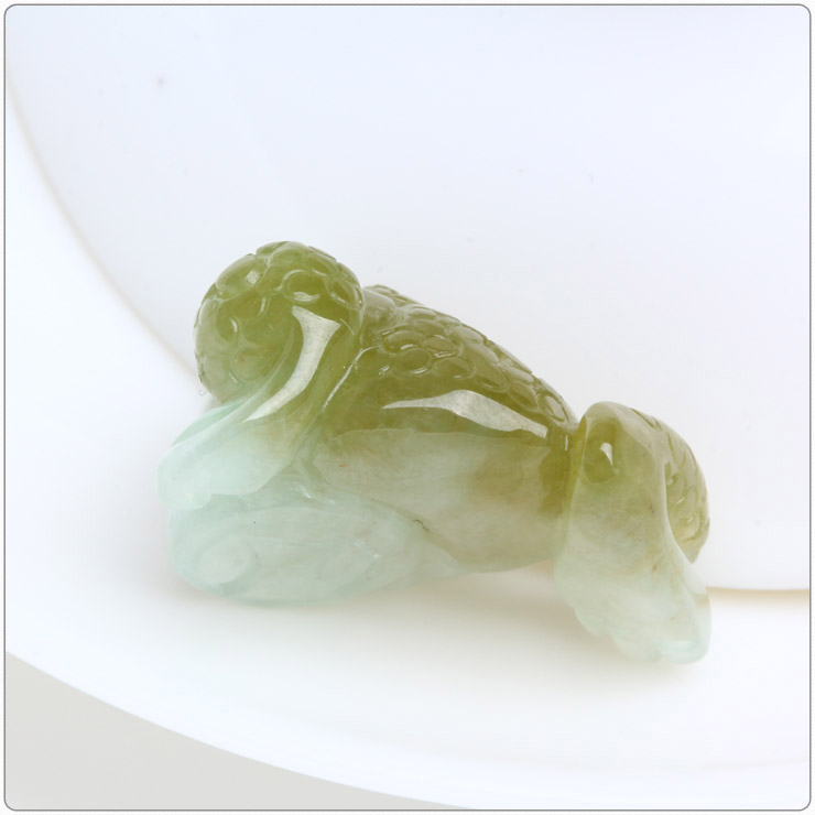 恒佑福7829黄翡翠a货冰糯种金蟾俏雕三足蟾摆件三脚金蟾吊坠证书