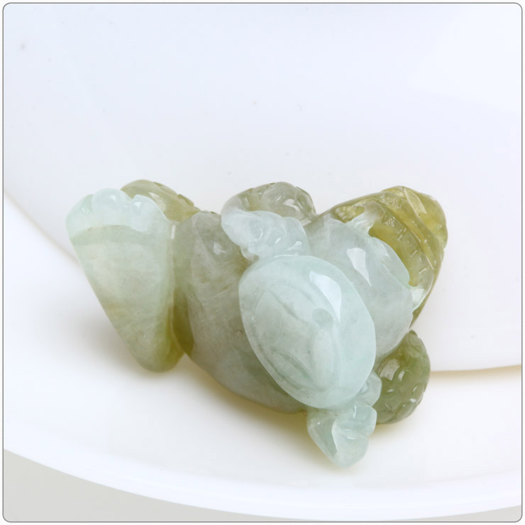 恒佑福7829黄翡翠a货冰糯种金蟾俏雕三足蟾摆件三脚金蟾吊坠证书