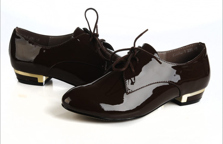 2013春款韩版女鞋系带低跟漆皮百搭糖果色皮靴皮鞋单鞋裸靴 黑色 39