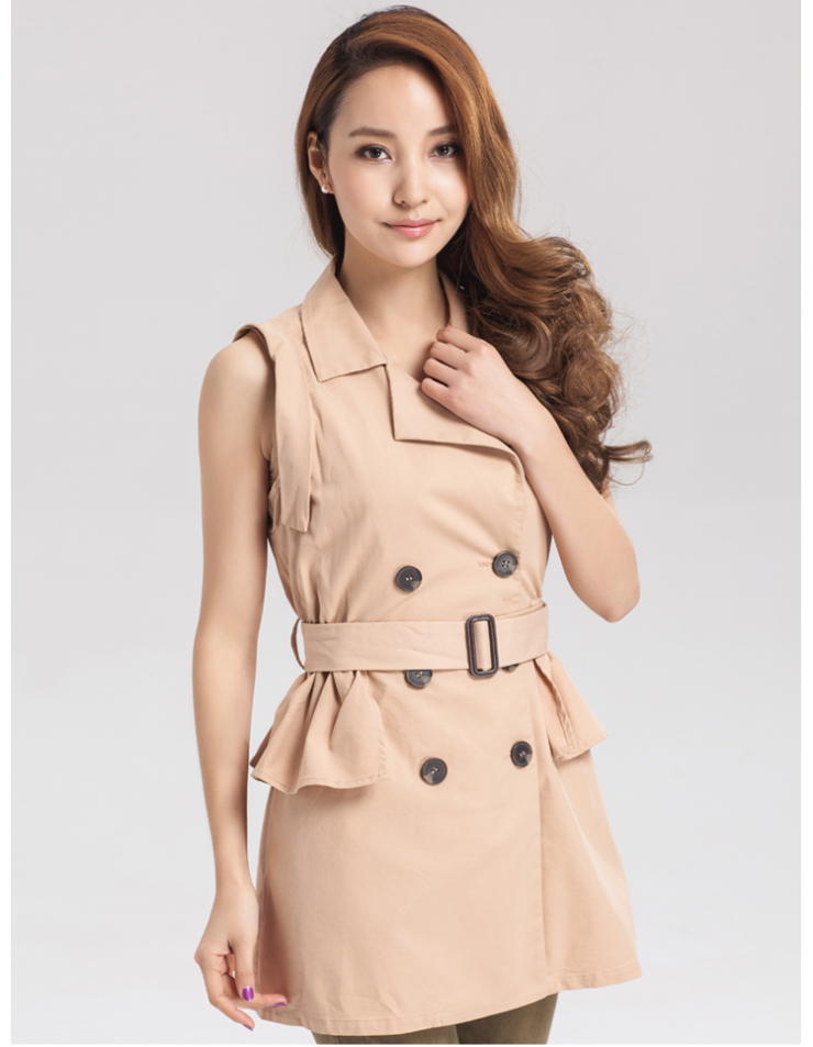 dc迪赛尼斯春装2013新款英伦修身中长款无袖品牌女士风衣外套 d21fz