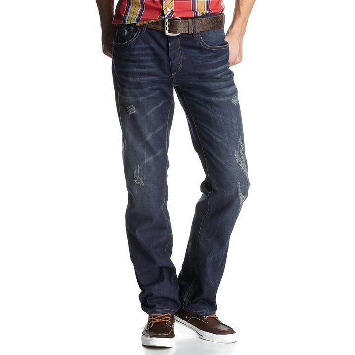 强尼戴维 (john devin) 欧美春季男士修身深蓝色牛仔裤 881682 深蓝色