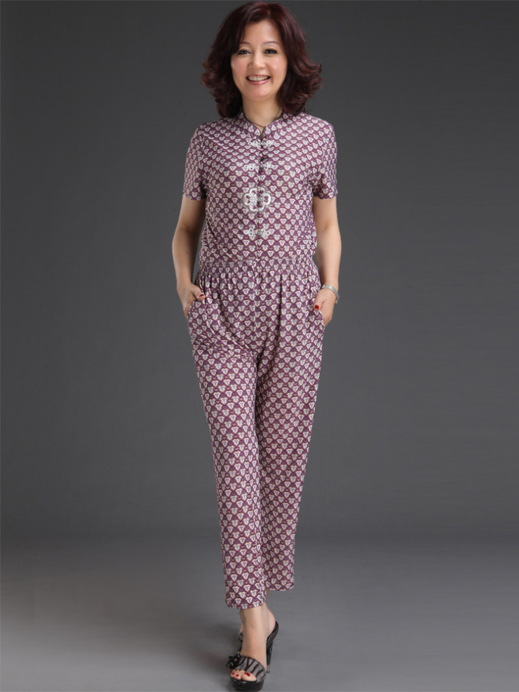 乐卡索中年女装2012时尚新款夏装 中老年女装套装 妈妈装休闲套装 nfl