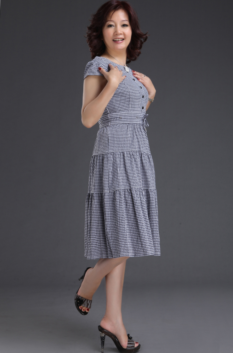 乐卡索2012中年女装时尚新品夏装 中老年女装妈妈装 加大码连衣裙 nfl