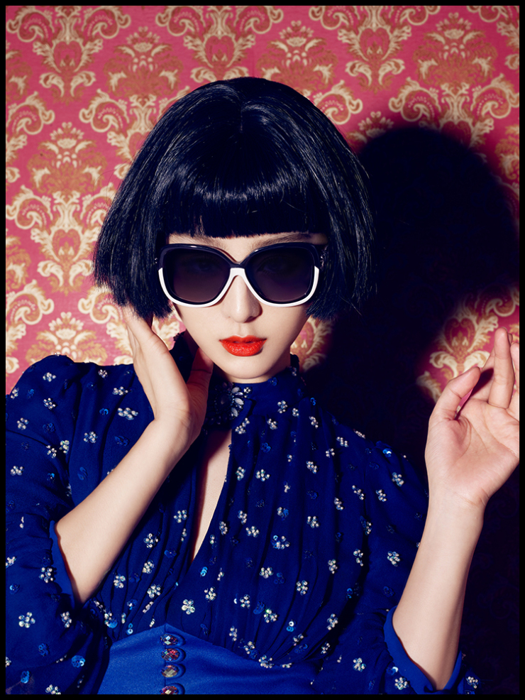 范冰冰代言 帕莎偏光女士太阳眼镜墨镜b6719 模特款黑白色87-p12