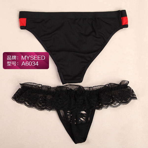 本色.成人 情趣内裤 情侣内裤 男士女士丁字裤 6034(黑色)男款 女款