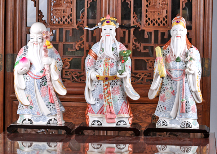 吉善缘 树脂福禄寿三星聚财摆件福禄满堂招财家居饰品工艺品1888