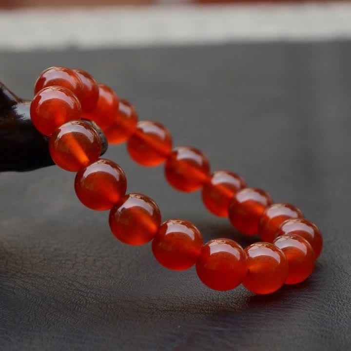 若璞 精美3a级6mm-18mm巴西冰种红玛瑙手链 男女款天然水晶红水晶