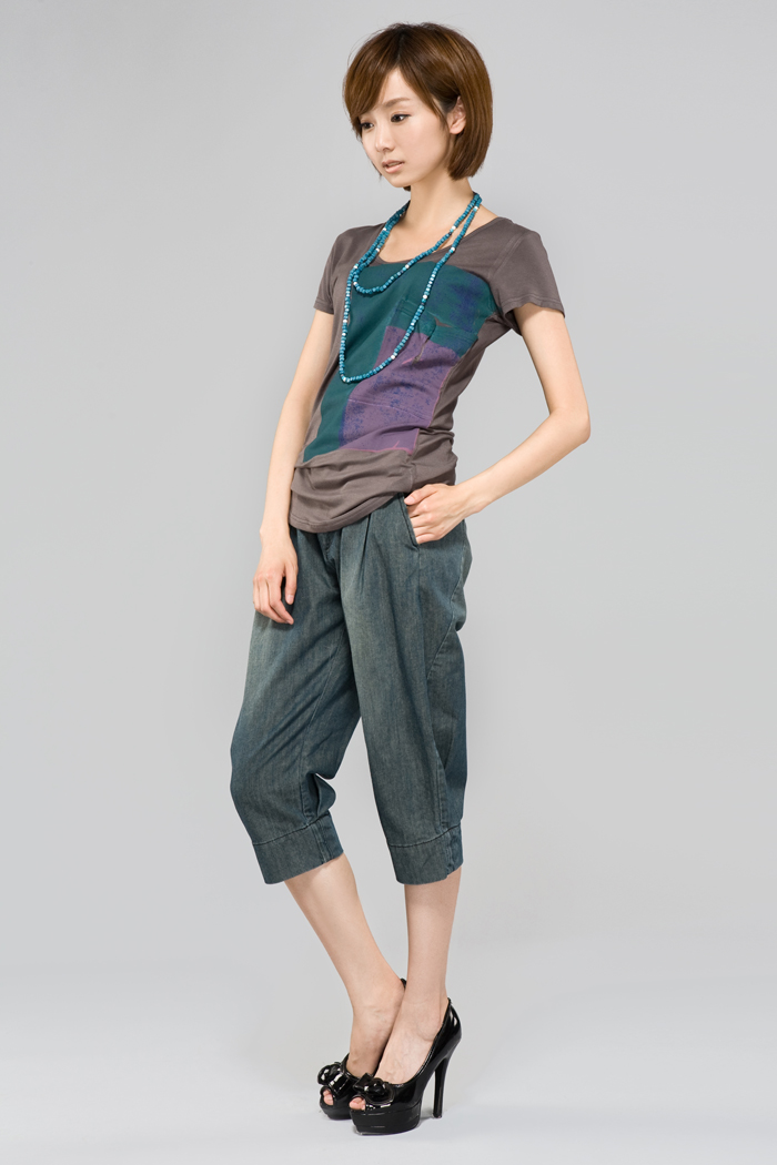 圣迪奥 sdeer 女装夏装做旧个性牛仔中裤马裤1280744