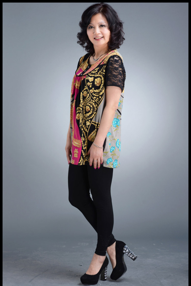 乐卡索2013中老年女装短袖t恤中年女士夏装新款上衣时尚