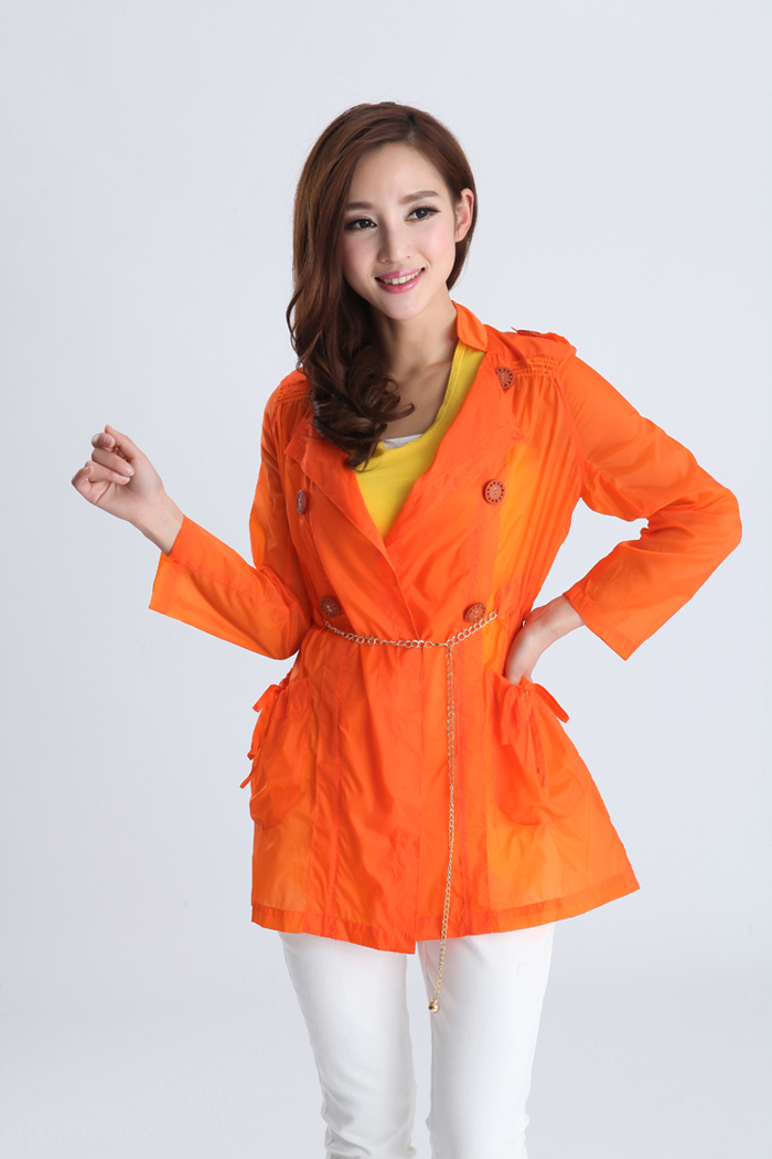 馨雨汀 2013夏装长袖透明防紫外线女装防晒衣外套 送腰带 xde313 西瓜