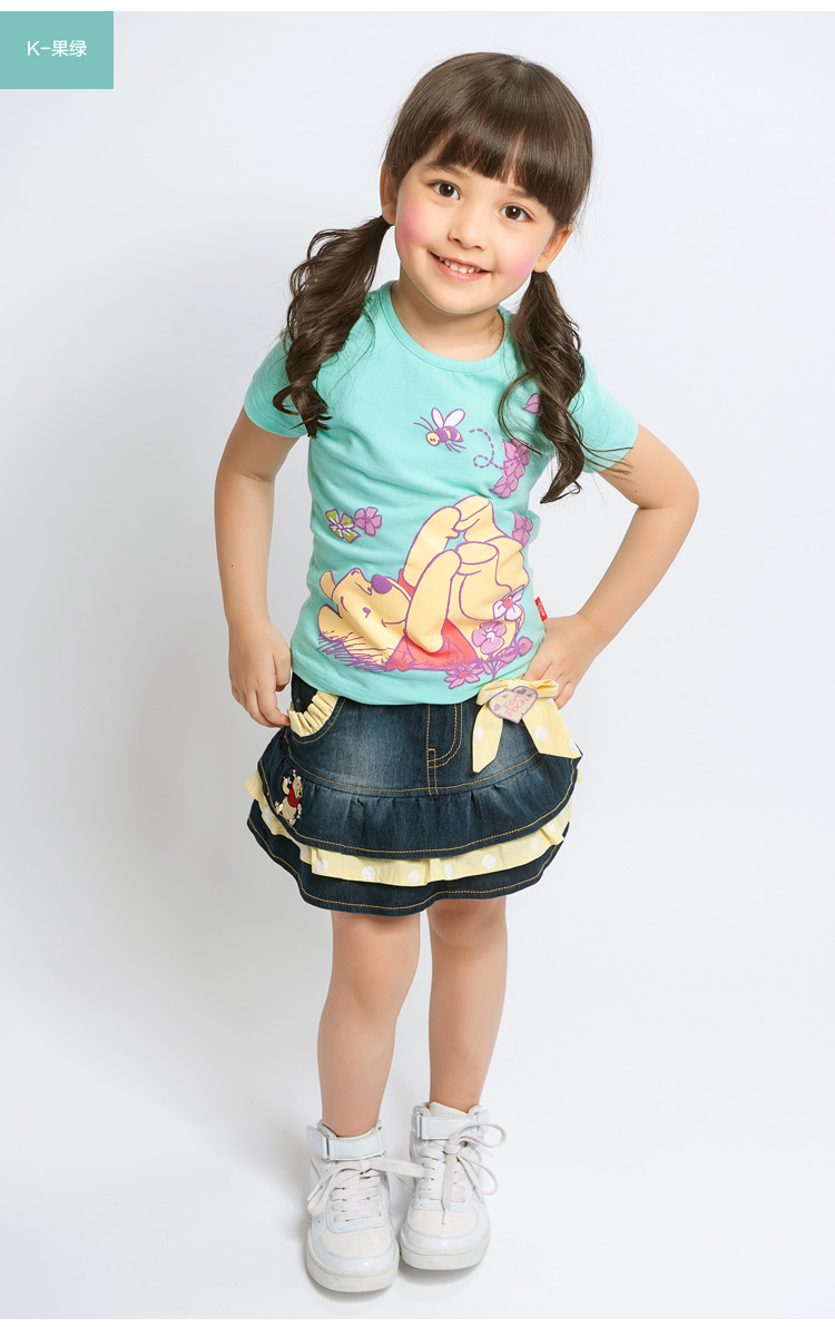 绿盒子童装迪士尼夏款女童印花短袖t恤(二) 白色nx30202080 120