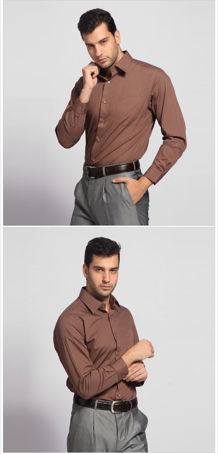 海螺 男士商务正装 长袖衬衫 经典咖啡色6082 经典咖啡色 43