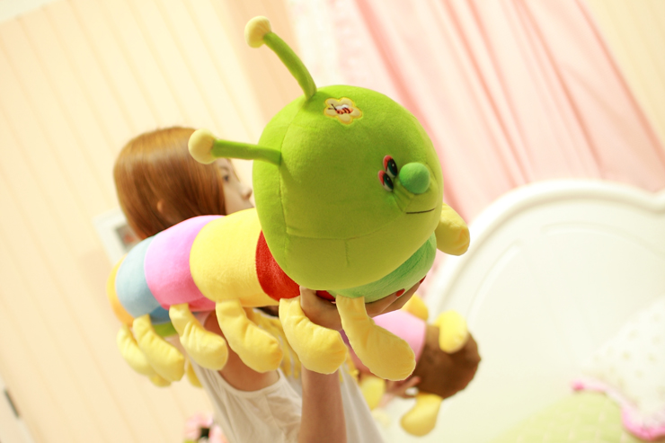 玛格丽特 毛绒玩具彩虹毛毛虫 特大号抱枕 毛毛虫 100厘米