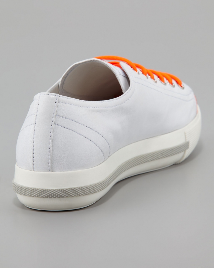 普拉达 prada 女式胶底鞋 white/orange q00011077 10