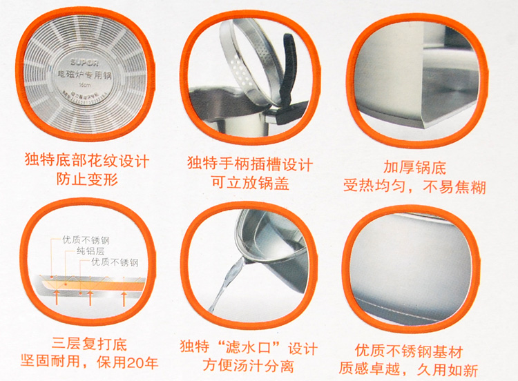 苏泊尔ST16R1优卡系列304不锈钢 复合底 奶锅 汤锅电磁炉通用