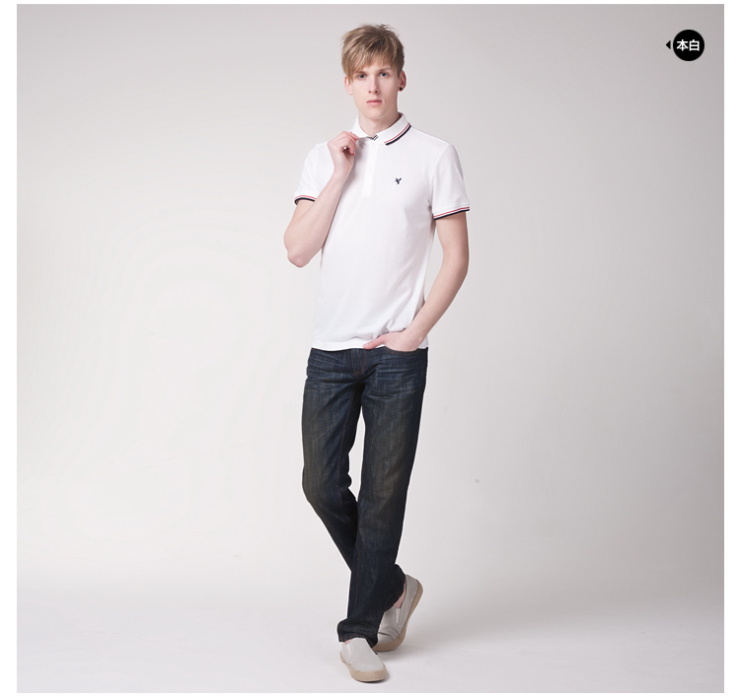 jackwalk杰克沃克 休闲男 装夏季新款双层领撞色翻领