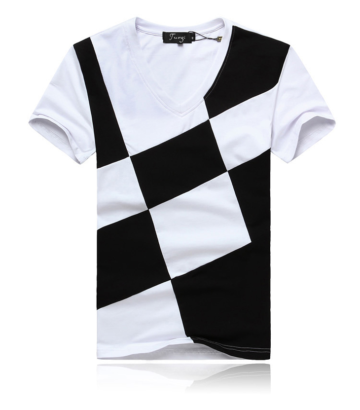 tuoyi2013新款男士黑白格t桖 韩版时尚修身百搭短袖t恤 jp201/203