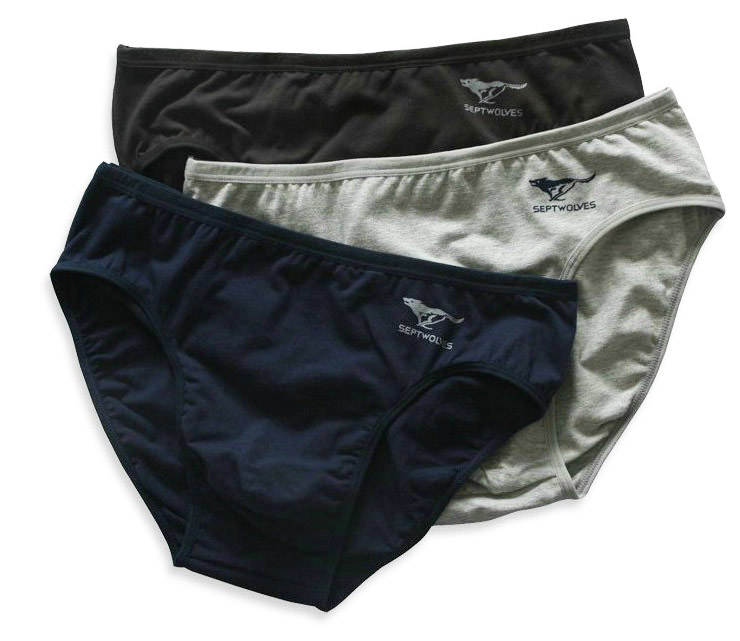 七匹狼septwolves男士纯色狼标纯棉透气吸汗三角内裤(2条装)03314