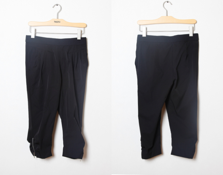 时尚显瘦 松紧腰修身哈伦中裤子女0d56061 黑色 11码/40码/l