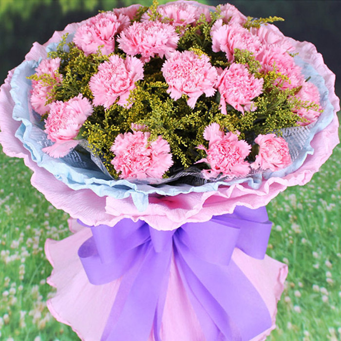 礼物鲜花快递 19朵粉色红色康乃馨 花束 al0112 七夕节8月11-15号送花