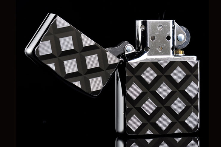 zippo 打火机 黑冰方正格子 zp48307-b