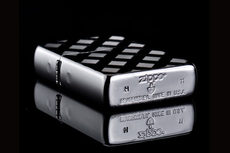 zippo 打火机 黑冰方正格子 zp48307-b