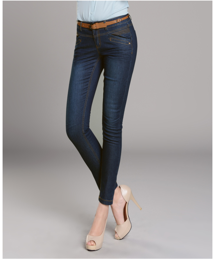 娅丽达女裤 修身九分小脚铅笔牛仔裤女裤子 l2103 兰色(b0) 35