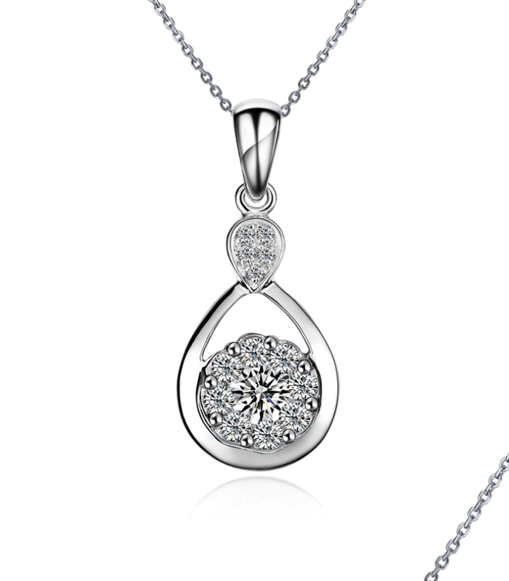 18k白金50分钻石吊坠项坠送项链 高火彩 南非钻石 价格/图片,最新款式