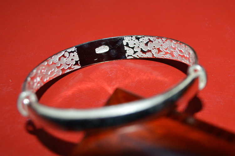 江苏犇银～金玉良缘s990银吉祥福印字手镯 23～24克