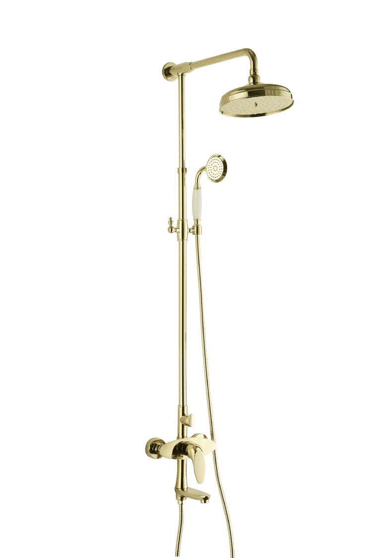 卫浴 全铜镀金淋浴花洒套装 仿古淋浴龙头复古金色淋浴花洒al130426-b