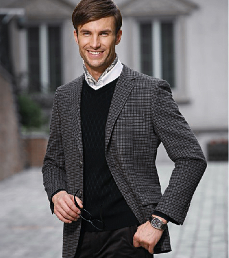 奥肯aoken 新款男士商务休闲全羊毛面料单西服 精品咖格单西服6957 咖