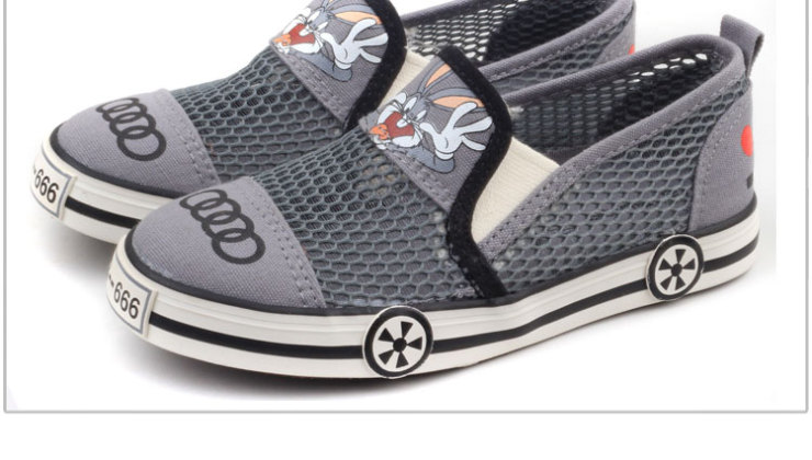 兔八哥童鞋 帆布鞋男童2013春夏凉鞋舒适透气运动鞋韩版小汽车鞋 灰色