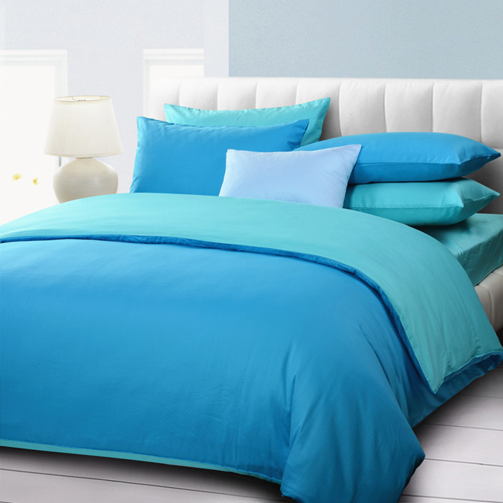 慢漫家纺 全棉纯色素色四件套 纯棉床单式 湖蓝系列 床上用品  翠绿色
